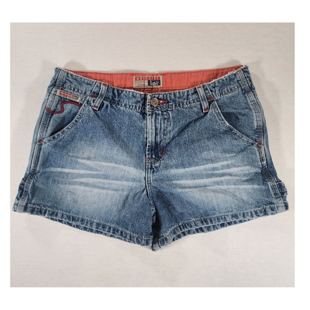 L.E.I. Denim Shorts Womens 7 Workwear Worn Cotton Carpenter Y2K Vintage Utility